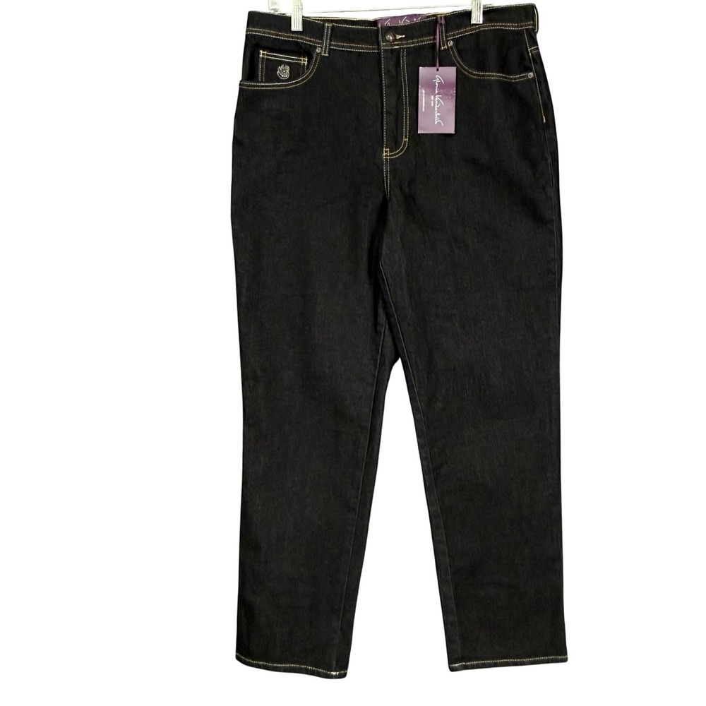 Gloria Vanderbilt Jeans Womens 16 Blue Amanda Bling‎ Dark Indigo Tapered Leg NWT